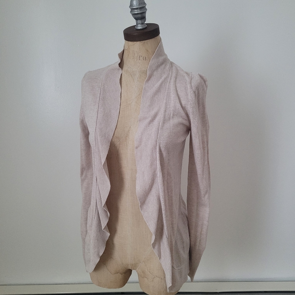 Merona Lightweight Modal Blend Open Front Tan Cardigan Sweater M